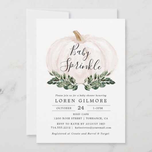 Baby Sprinkle Herfst Greenery Pumpkin Baby shower Kaart (Voorkant)