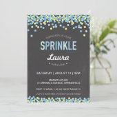Baby Sprinkle Invitation, Blauw en Groen Krijt Kaart (Staand voorkant)