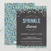Baby Sprinkle Invitation, Blauw en Groen Krijt Kaart (Voorkant / Achterkant)