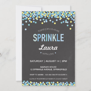 Baby Sprinkle Invitation, Blauw en Groen Krijt Kaart