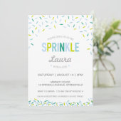 Baby Sprinkle Invitation, blauw/groene sprintjes Kaart (Staand voorkant)