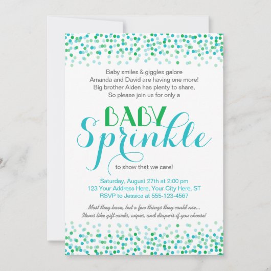 Baby Sprinkle Invitation · Confetti Design Kaart (Voorkant)