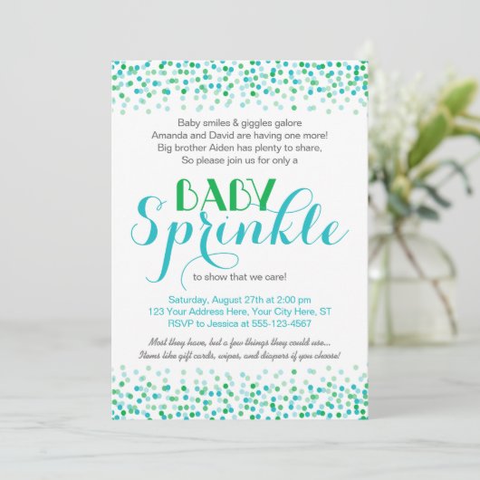 Baby Sprinkle Invitation · Confetti Design Kaart (Staand voorkant)