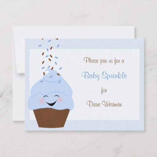 Baby Sprinkle Invitation in Blue Kaart (Voorkant)