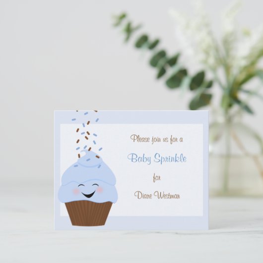 Baby Sprinkle Invitation in Blue Kaart (Staand voorkant)