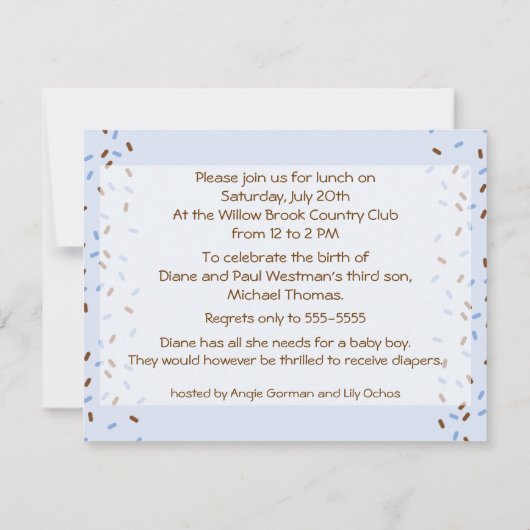 Baby Sprinkle Invitation in Blue Kaart (Achterkant)
