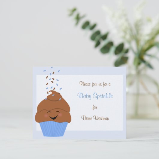 Baby Sprinkle Invitation in Blues Kaart (Staand voorkant)