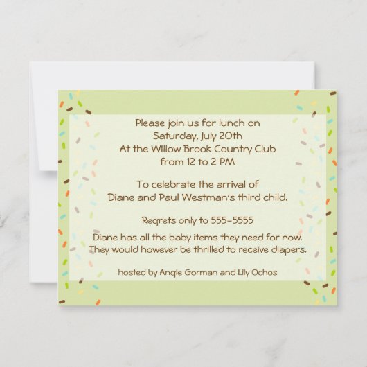 Baby Sprinkle Invitation in Gender Neutral Brights Kaart (Achterkant)
