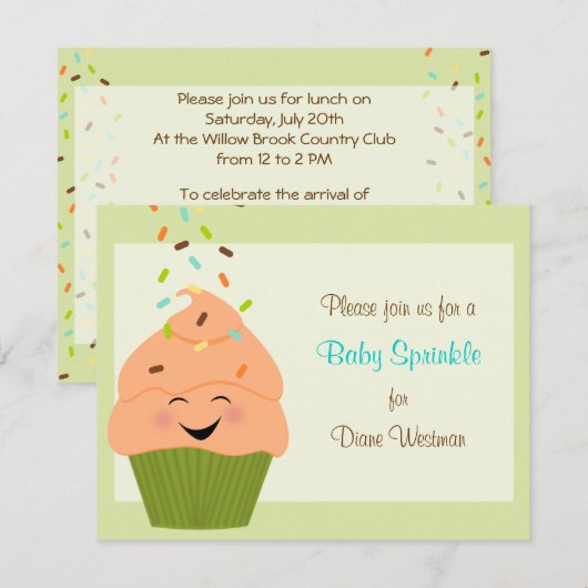 Baby Sprinkle Invitation in Gender Neutral Brights Kaart (Voorkant / Achterkant)