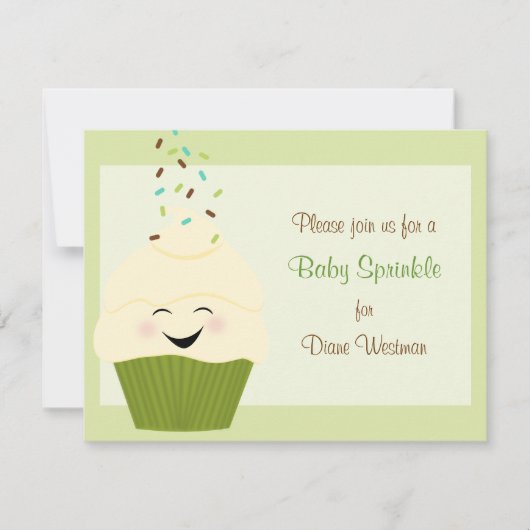 Baby Sprinkle Invitation in Gender Neutral Greens Kaart (Voorkant)