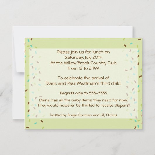 Baby Sprinkle Invitation in Gender Neutral Greens Kaart (Achterkant)