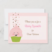 Baby Sprinkle Invitation in Pinks Kaart (Voorkant)