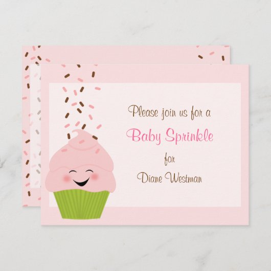 Baby Sprinkle Invitation in Pinks Kaart (Voorkant / Achterkant)