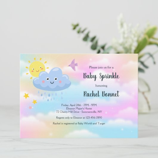 Baby Sprinkle Invitation Kaart (Staand voorkant)