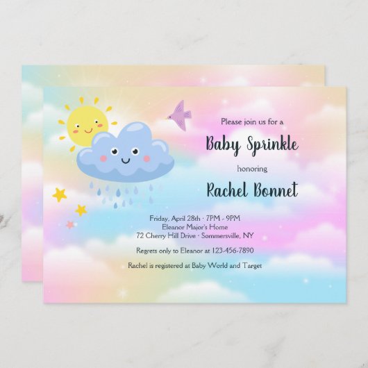 Baby Sprinkle Invitation Kaart (Voorkant / Achterkant)