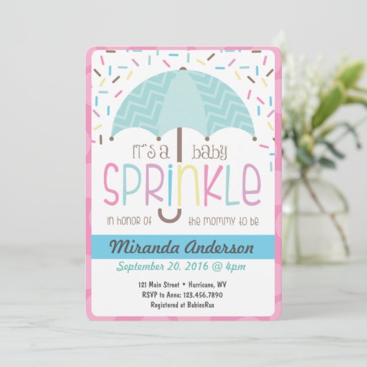 Baby Sprinkle Invitation Kaart (Staand voorkant)