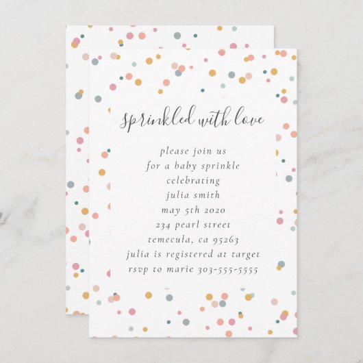 Baby Sprinkle Invitation Kaart (Voorkant / Achterkant)
