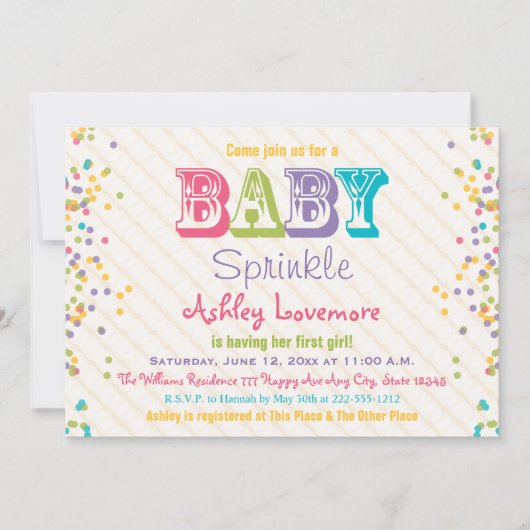 Baby Sprinkle Invitation Kaart (Voorkant)