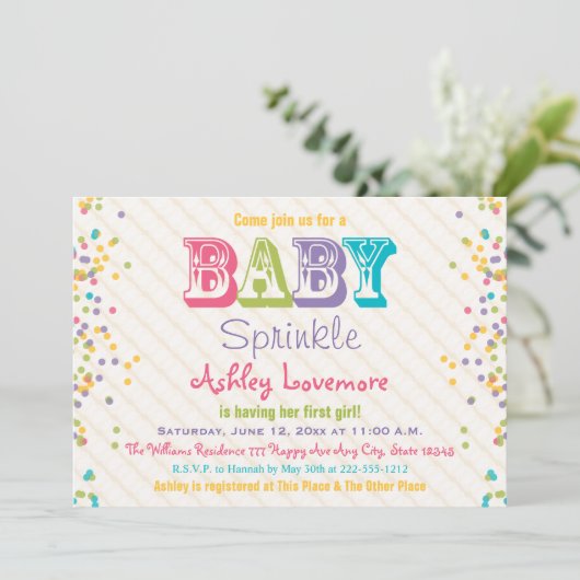 Baby Sprinkle Invitation Kaart (Staand voorkant)