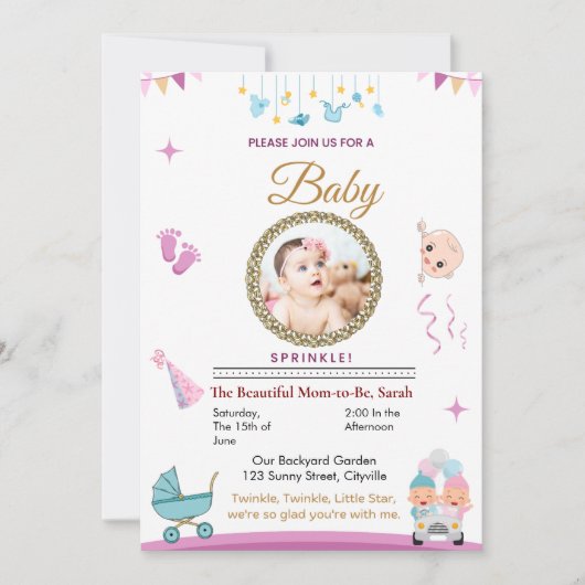 Baby Sprinkle Invitation Kaart (Voorkant)