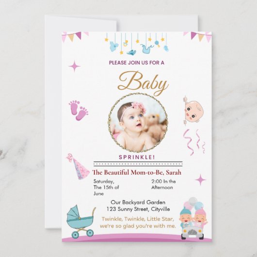  Baby Sprinkle Invitation Kaart (Voorkant)