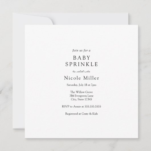 Baby Sprinkle Invitation Kaart (Voorkant)