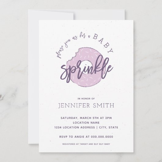 Baby Sprinkle Invitation Lavender Doughnut Kaart (Voorkant)