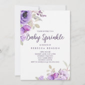 Baby Sprinkle Invitation Paars Floral Design Kaart (Voorkant)