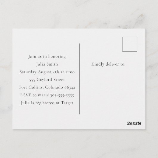 Baby Sprinkle Invitation Post Kaart (Achterkant)