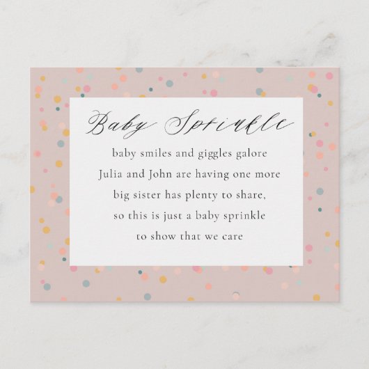 Baby Sprinkle Invitation Post Kaart (Voorkant)