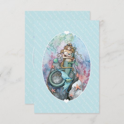 Baby Sprinkle Invite Insert Zeemeermin en Baby Kaart (Voorkant / Achterkant)