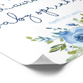 Baby Sprinkle-jongen welkomstbord, bloemblauw Poster (Hoek)