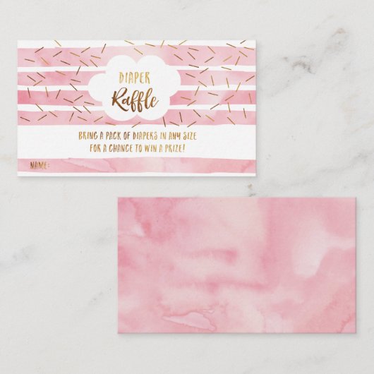 Baby Sprinkle Luier Raffle Kaarten - Roze en Goud (Voorkant / Achterkant)