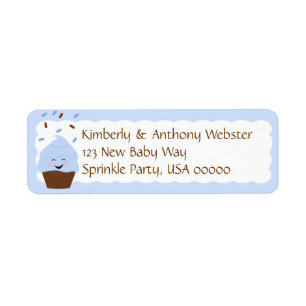 Baby Sprinkle Matching Blue Return Address Lable Etiket