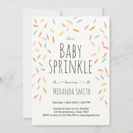 Baby Sprinkle nodigt Sprinkles Confetti uit Kaart (Voorkant)