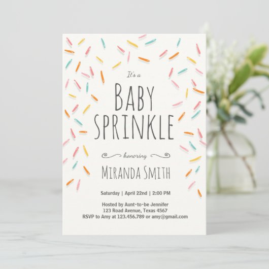 Baby Sprinkle nodigt Sprinkles Confetti uit Kaart (Staand voorkant)