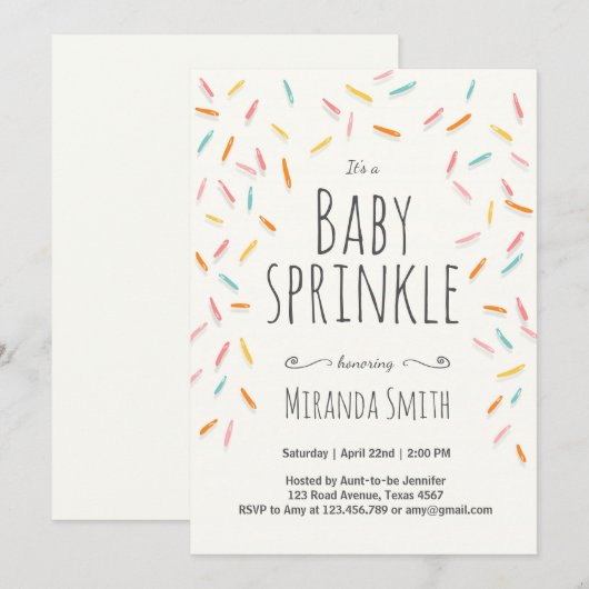 Baby Sprinkle nodigt Sprinkles Confetti uit Kaart (Voorkant / Achterkant)