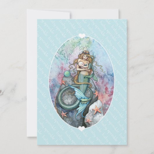 Baby Sprinkle nodigt zeemeermin en Baby uit Kaart (Voorkant)