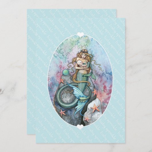 Baby Sprinkle nodigt zeemeermin en Baby uit Kaart (Voorkant / Achterkant)