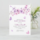 Baby Sprinkle Paarse Lavendel Vlinder Feest Kaart (Staand voorkant)