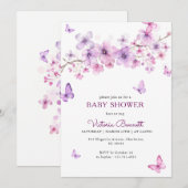 Baby Sprinkle Paarse Lavendel Vlinder Feest Kaart (Voorkant / Achterkant)