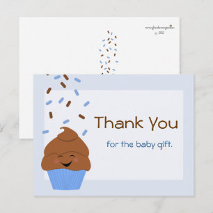 Baby Sprinkle Party Bedankt Briefkaart in blauw