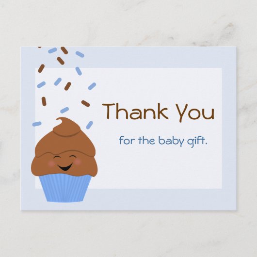 Baby Sprinkle Party Bedankt Briefkaart in blauw (Voorkant)