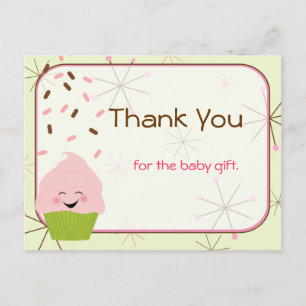 Baby Sprinkle Party Bedankt in het roze Briefkaart