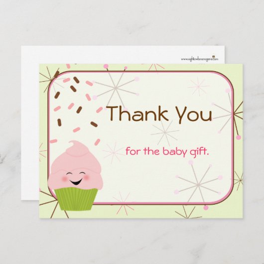 Baby Sprinkle Party Bedankt in het roze Briefkaart (Voorkant / Achterkant)