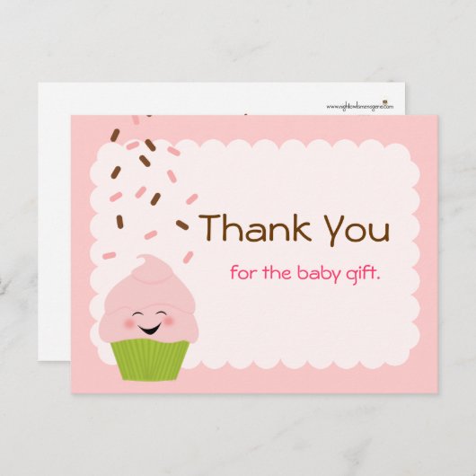 Baby Sprinkle Party Bedankt in het roze Briefkaart (Voorkant / Achterkant)