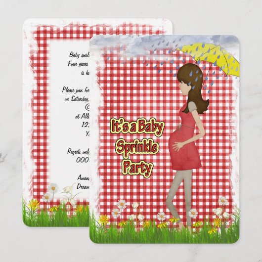 Baby Sprinkle Party Kaart (Voorkant / Achterkant)