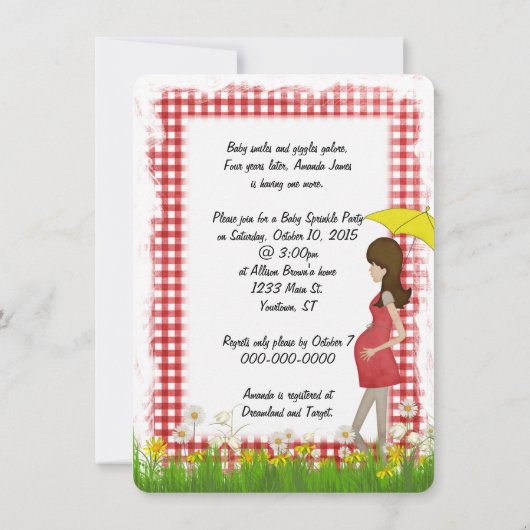 Baby Sprinkle Party Kaart (Achterkant)