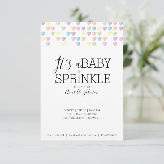 baby SPRINKLE pastelregenboogdouche Kaart (Staand voorkant)
