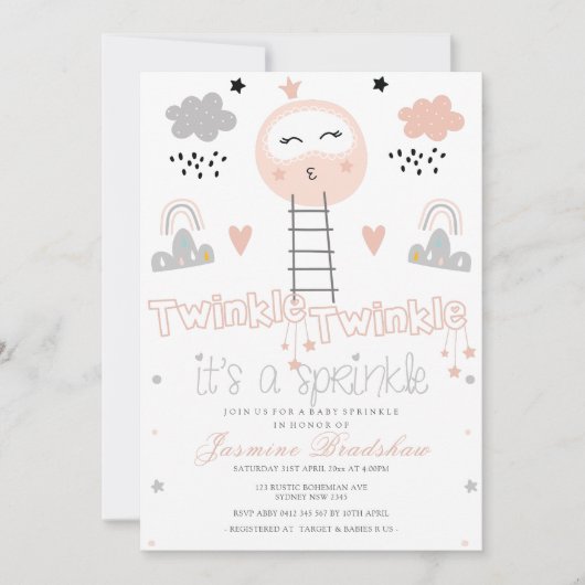 Baby Sprinkle Pathway naar de maan Roze Kaart (Voorkant)